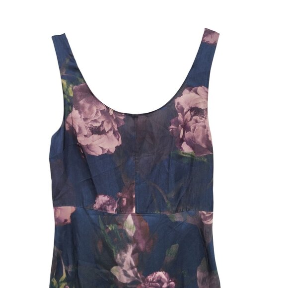 Vince Night Garden Print Satin Square Neck Slip Maxi Dress Sz 4 Wedding Guest - Picture 13 of 15